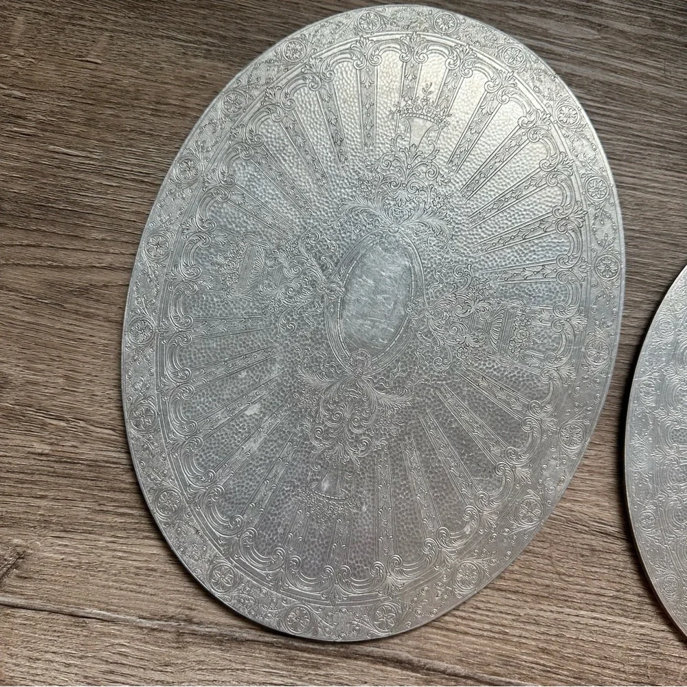 Vintage 1970s Tea Silver Decorative Plate Set